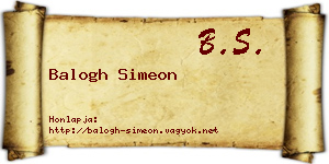 Balogh Simeon névjegykártya
